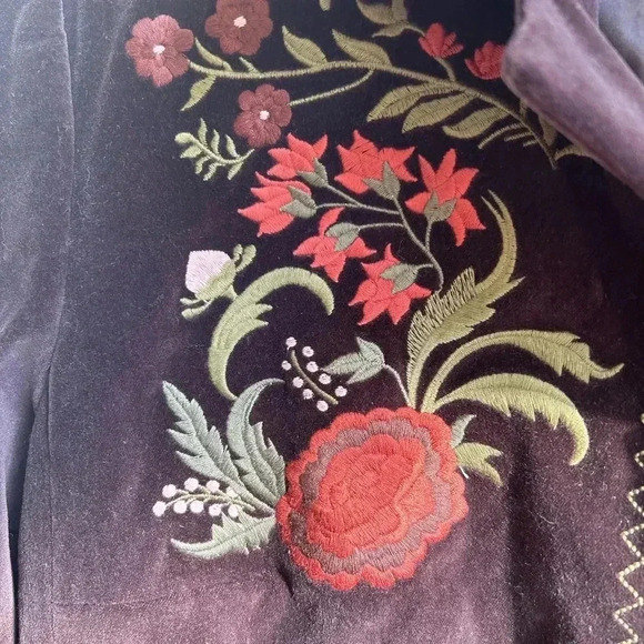 Radley velvet floral embroidered long line jacket sz.8 Y2k friends vintage retro - Picture 3 of 6